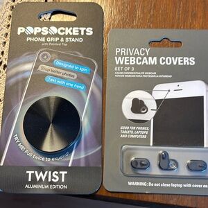 Phone accessories, phone grip and stand, privacy webcam covers NWOT